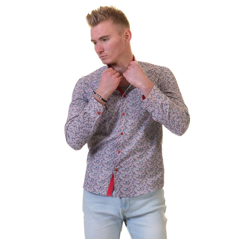 Red Blue Floral Men's Shirt