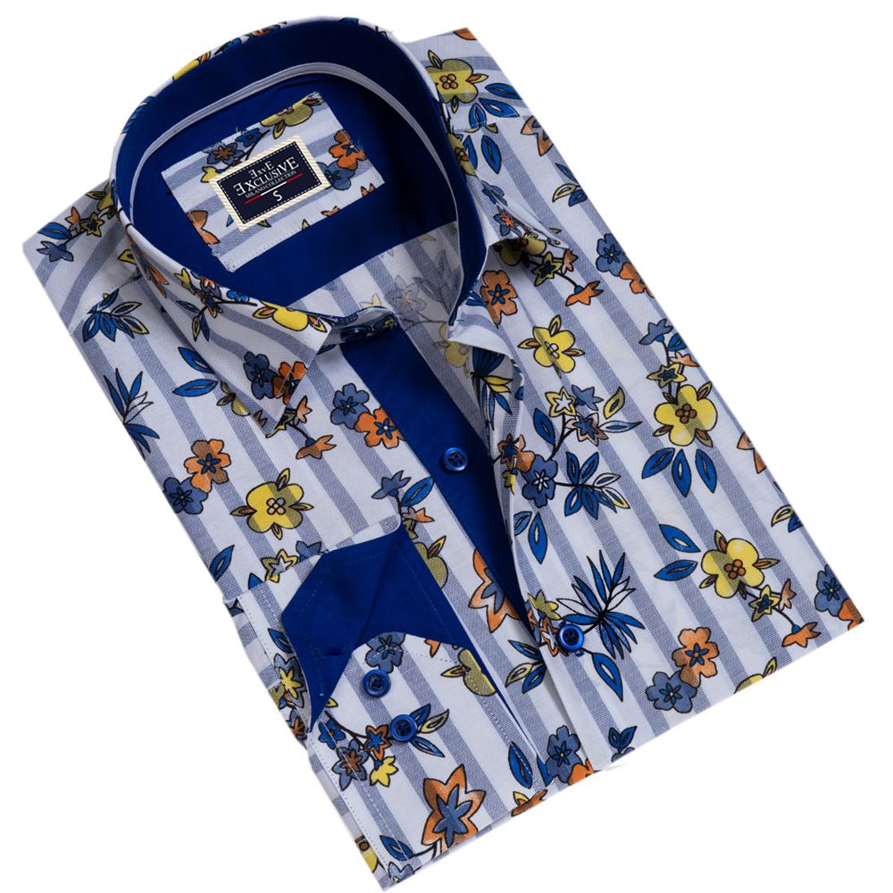 Blue Yellow Floral Men's Shirt