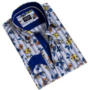 Blue Yellow Floral Men's Shirt