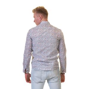 Blue Red Floral Printed Men's Shirt