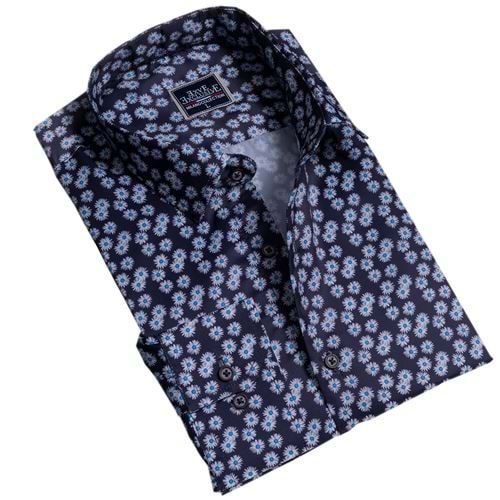 Navy White Floral Men's Shirt