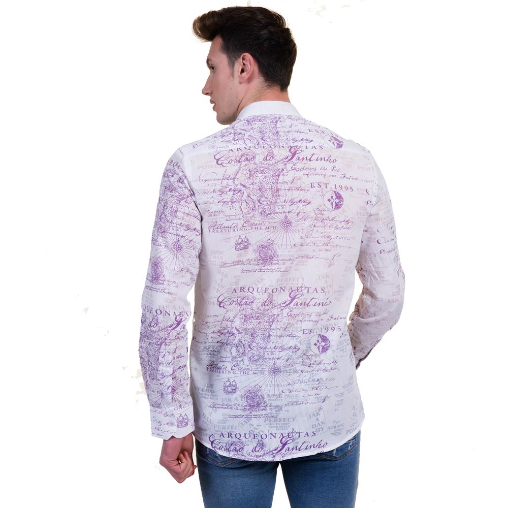 Lilac Map Printed Men's Shirt