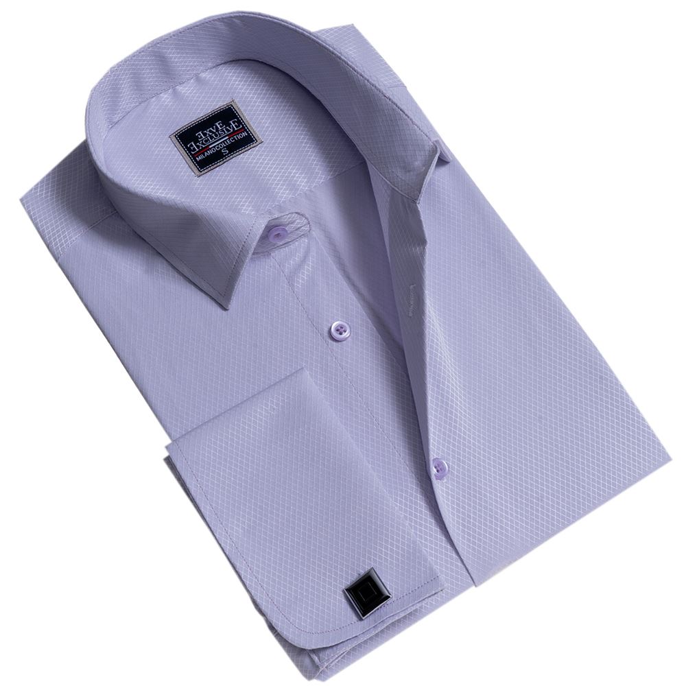 Lilac Squares Elegant French Cuff Shirt