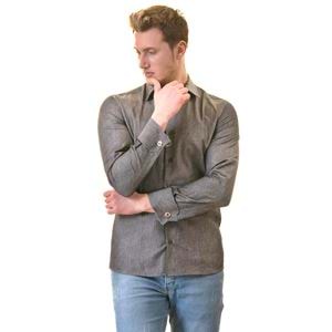 Gray Oxford French Cuff Shirt