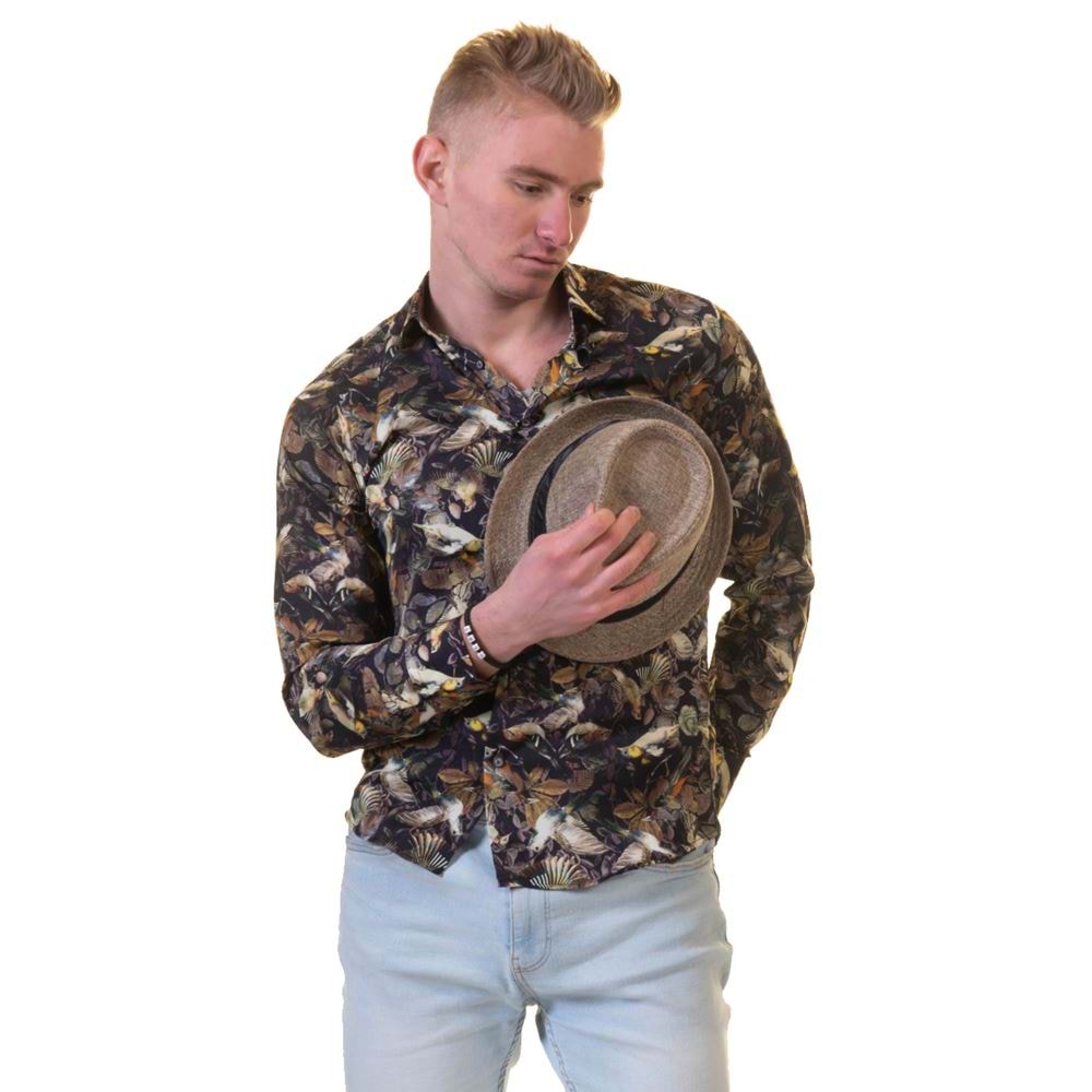 Brown Digital Printed Men's Shirt