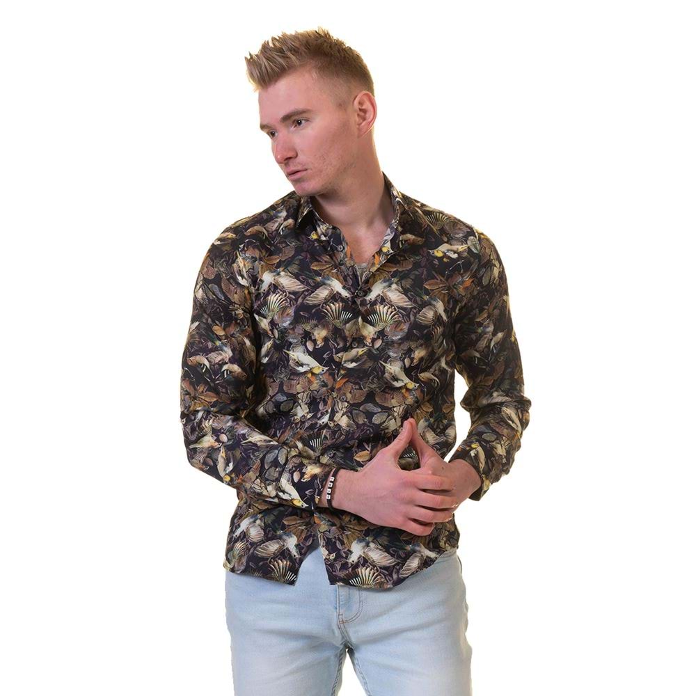 Brown Digital Printed Men's Shirt