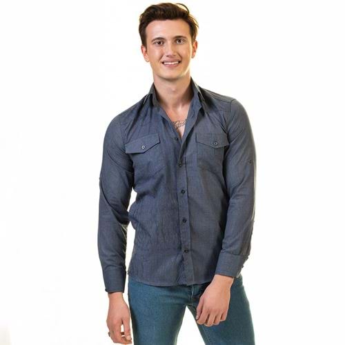 Navy Jeans Western Men's Shirt