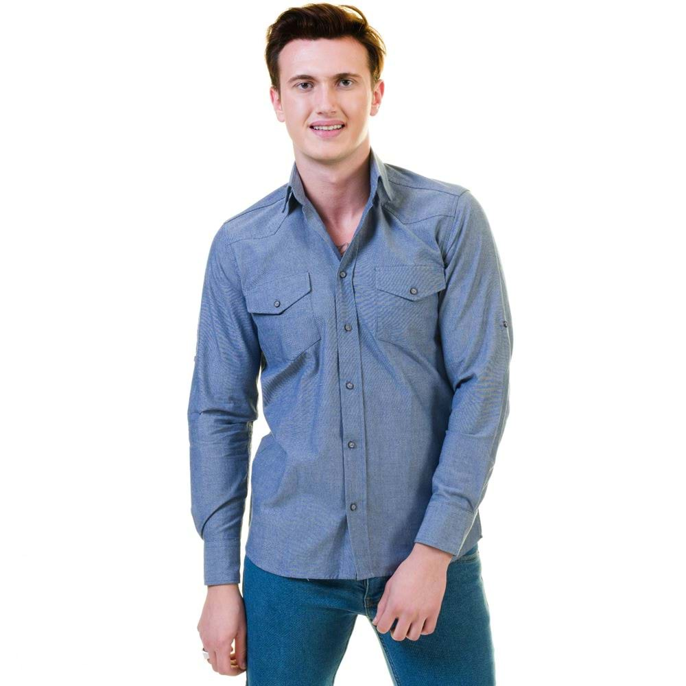 Blue Jeans Washed Western Men's Shirt