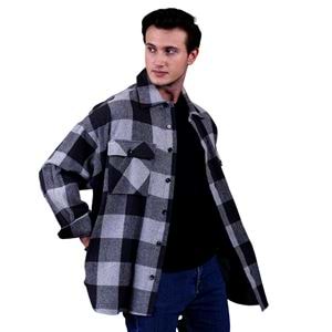 Black and Gray Gingham Checkered Over Size Lumberjack Shirt