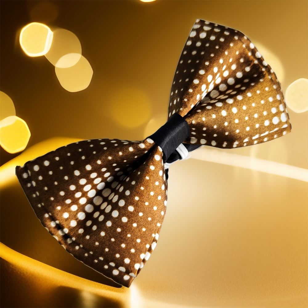 Brown White Polka Dot Bowtie