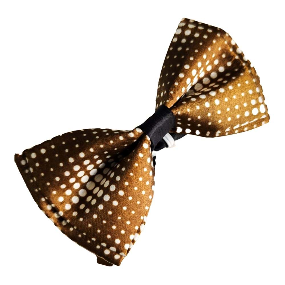Brown White Polka Dot Bowtie
