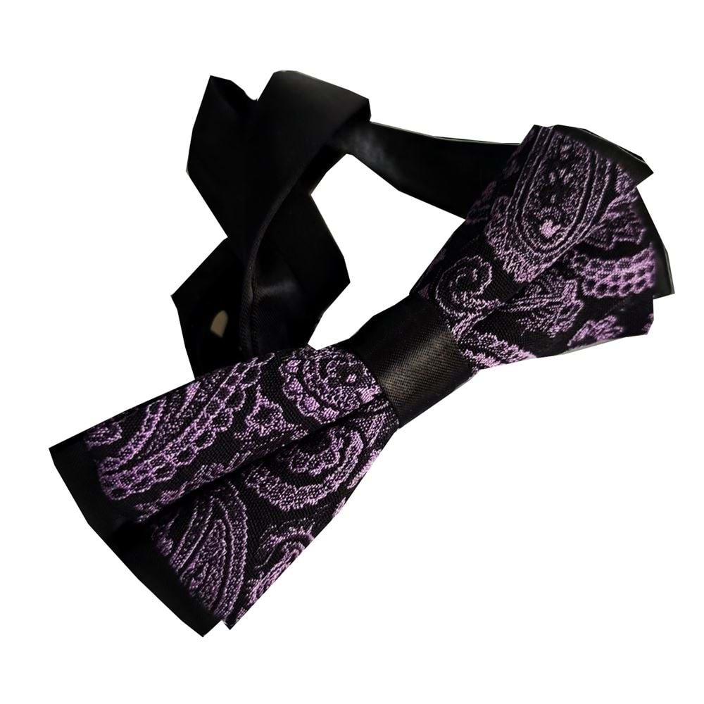 Purple Black Paisley Bowtie