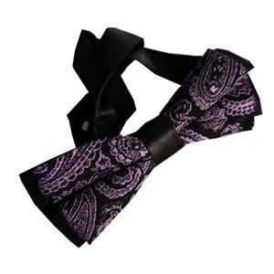 Purple Black Paisley Bowtie