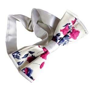 Pink Gray Floral Bowtie