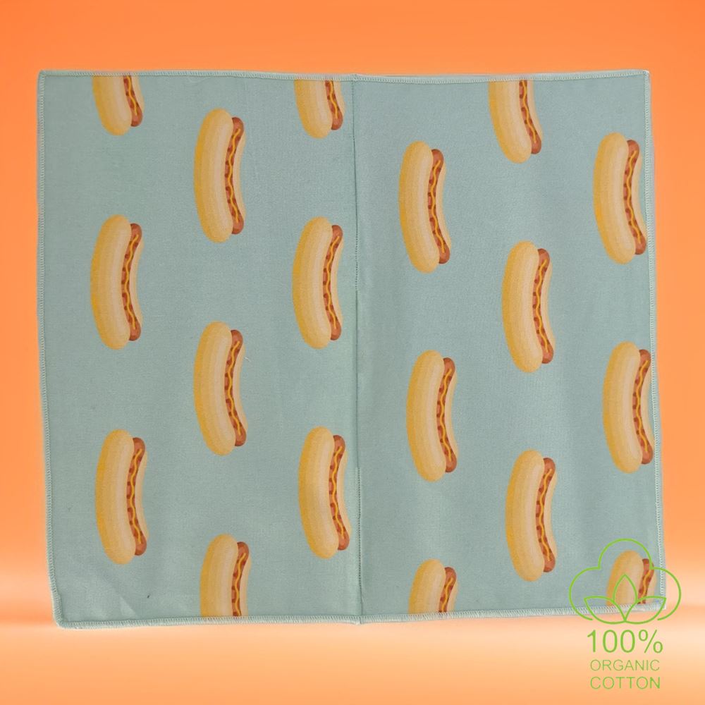 Hotdog 100% Organic Cotton Printed Pocket Square