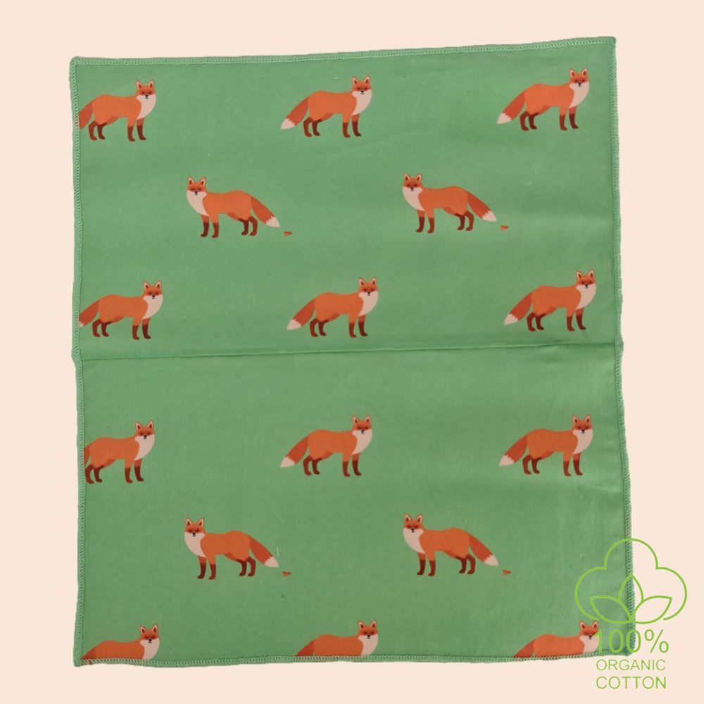 Fox 100% Organic Cotton Printed Pocket Square