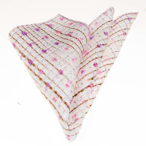 Purple Pink Knitted on Beige Pocket Square