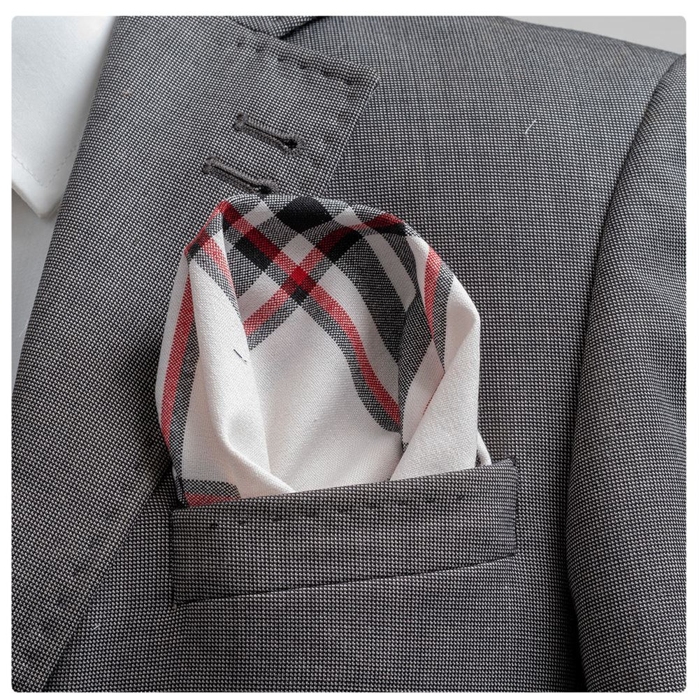 Red White Plaid Pocket Square