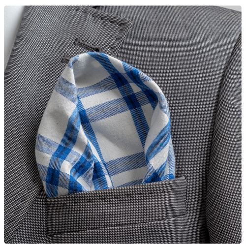 Blue White Plaid Pocket Square
