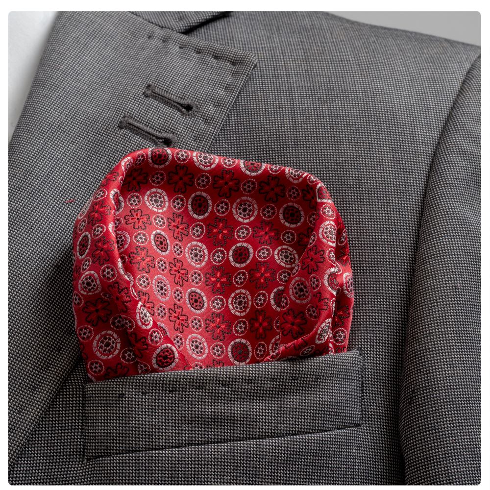 Red Floral Pocket Square