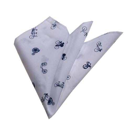 White Bike Paisley Pocket Square