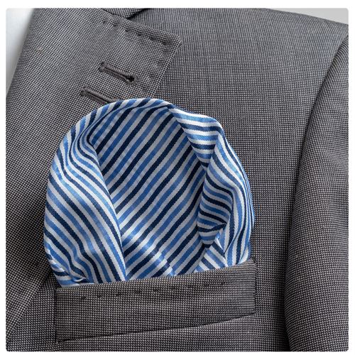 Blue Striped Pocket Square