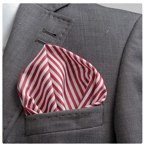 Burgandy Striped Pocket Square