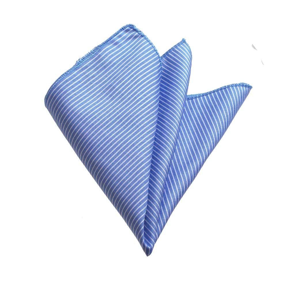 Blue White Striped Pocket Square