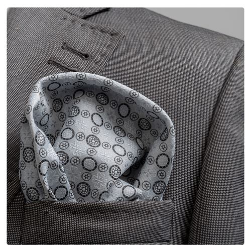 Gray Floral Pocket Square