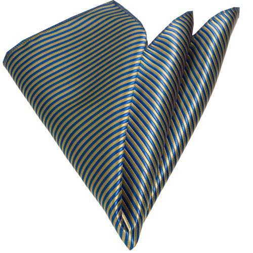 Yellow Blue Striped Pocket Square