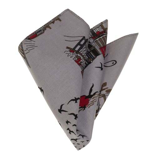 Gray Istanbul Printed Pocket Square