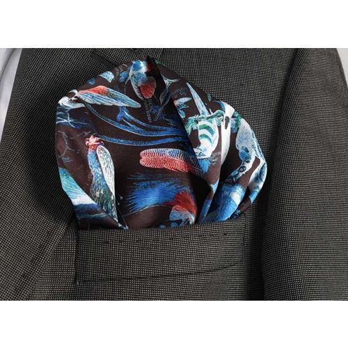 Mavi Desenli Yaka Cep Mendili