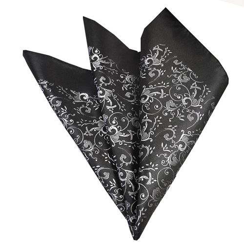 Gümüş Çiçek Desen Yaka Cep Mendili