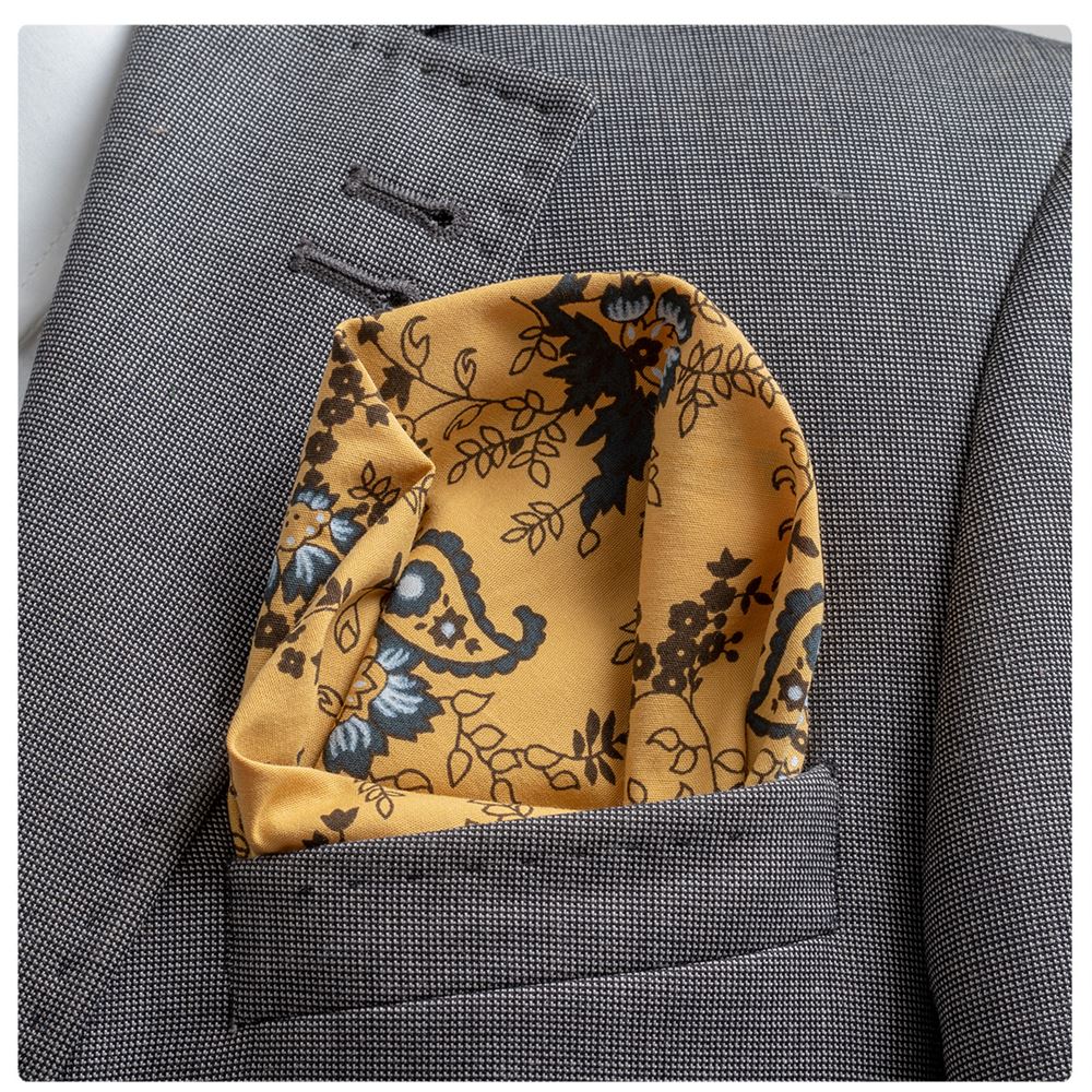 Mustard Floral Pocket Square