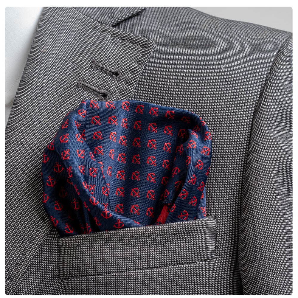 Blue Anchor Pocket Square