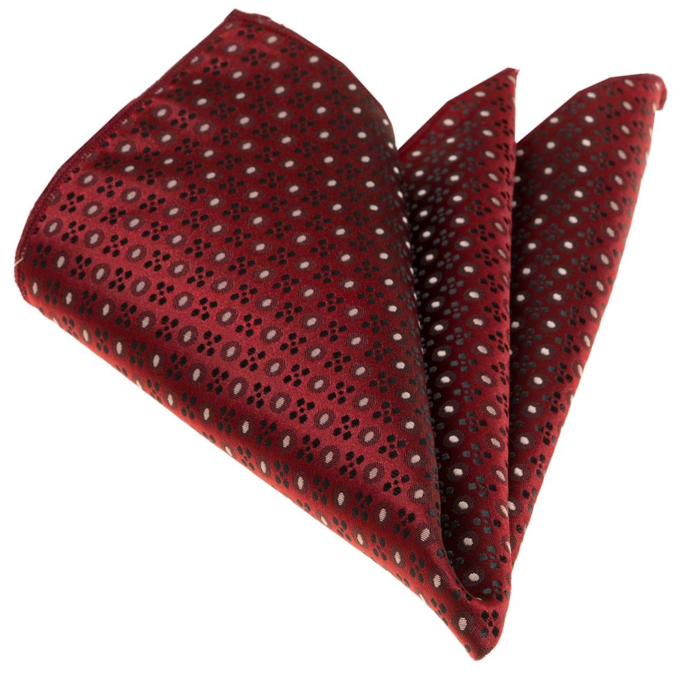 Burgundy Circules Pocket Square