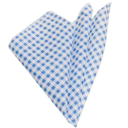 White Blue Squares Pocket Square