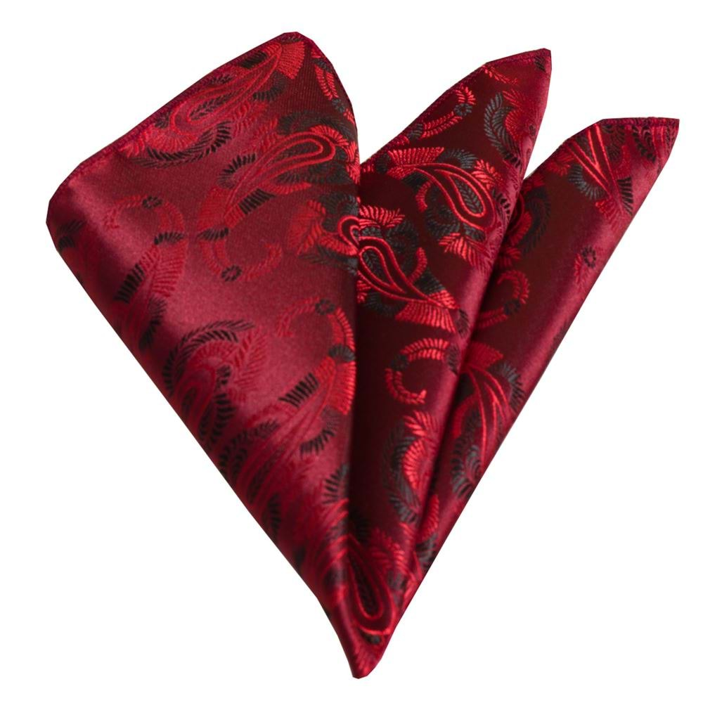 Red Black Paisley Pocket Square