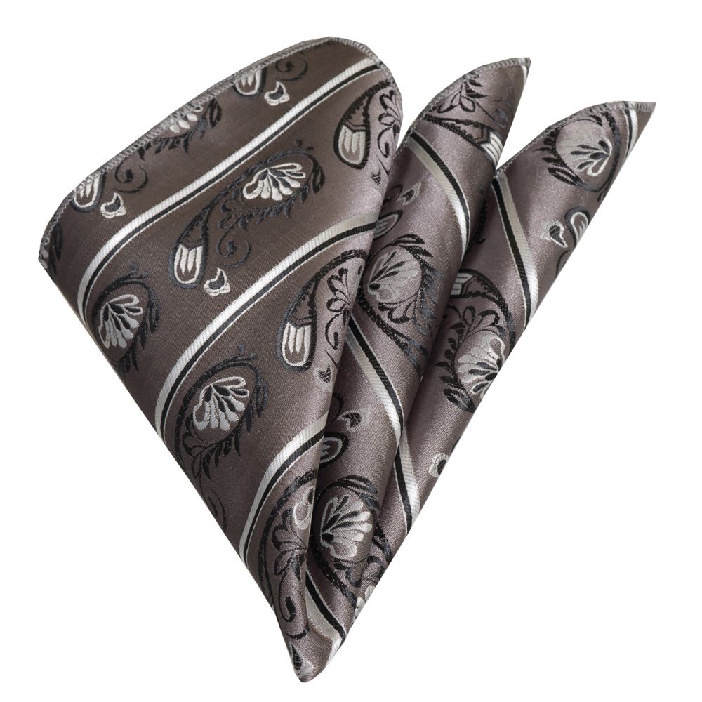 Silver Paisley Italian Pocket Square