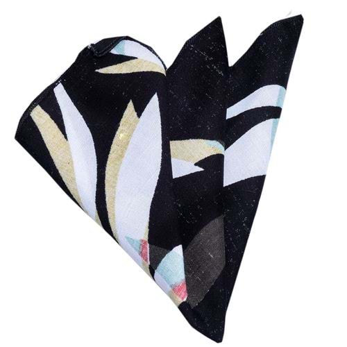 Black Designer Printed Pocket Square