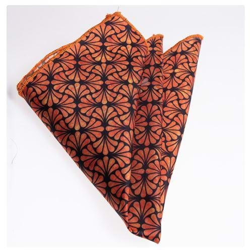 Orange Black Printed Pocket Square