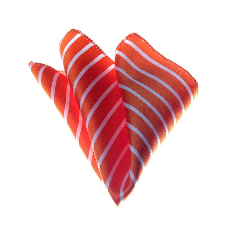 Orange White Striped Pocket Square