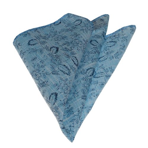 Blue Navy Floral Printed Pocket Square