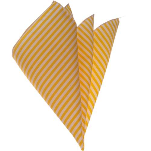 Yellow White Striped Pocket Square