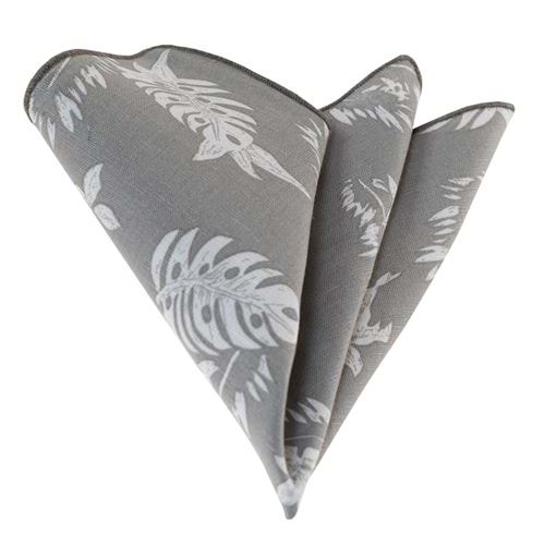 Khaki Leaves on Linen Handkerchief