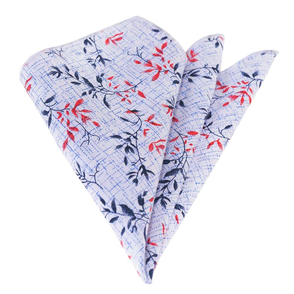 Blue White Red Leaves Handkerchief