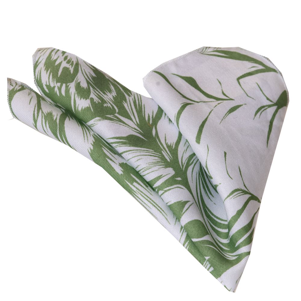 Off White Green Hawaiian Pocket Square