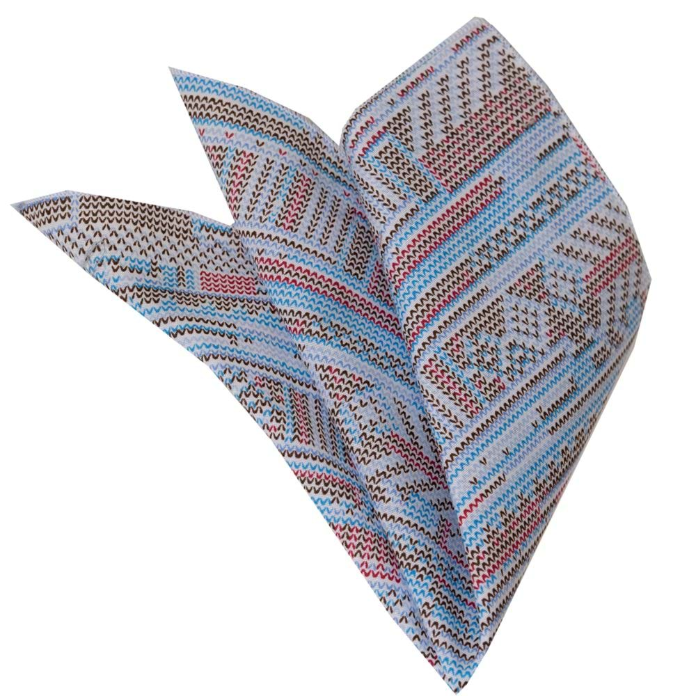 Blue Red Brown Printed Pocket Square