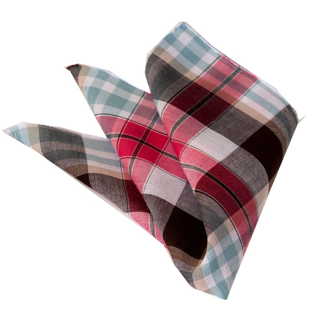 Red Brown Plaid Pocket Square