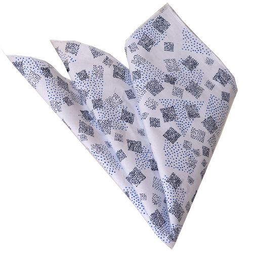 Navy Blue Square Patterned Handkerchief on White